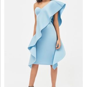 Lavish Alice One Shoulder Scuba Midi Dress